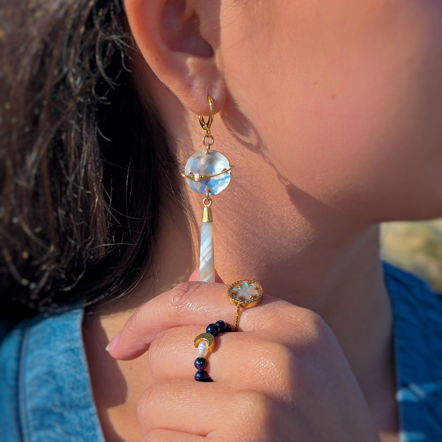 11 - Boucles d'oreilles Agate cosmique